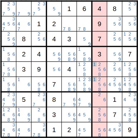 Example of intersection removal in a column