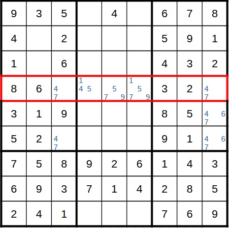 Example for a naked pair in Sudoku