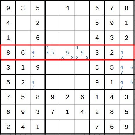 Solution for a naked pair in Sudoku