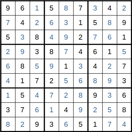 Solved Sudoku Grid